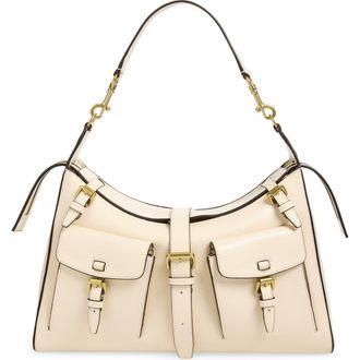Mulberry Roxanne High Shine Leather Shoulder Bag in Eggshell at Nordstrom