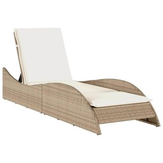 vidaXL Vidaxl - Tumbona Con Coj&iacute;n Rat&aacute;n Sint&eacute;tico Beige 60x205x73 Cm