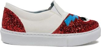Chiara Ferragni Wit Rode Slip-On Sneakers - Dames - Sneakers - Veelkleurig - 36 EU - Leer - Schoenen