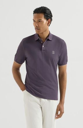 Brunello Cucinelli Cotton piqu&eacute; polo shirt with logo in Purple at Nordstrom, Size Xxx-Large Eu