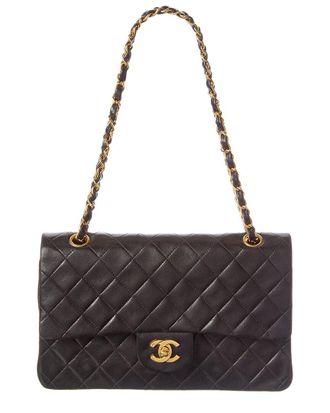 Chanel Black Caviar Leather Double Flap Shoulder Bag (Authentic Pre-Loved)