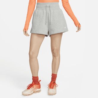 Nike Womens Nike Sportswear Phoenix Fleece High-Waisted Loose Shorts in Grey | FD1409-063