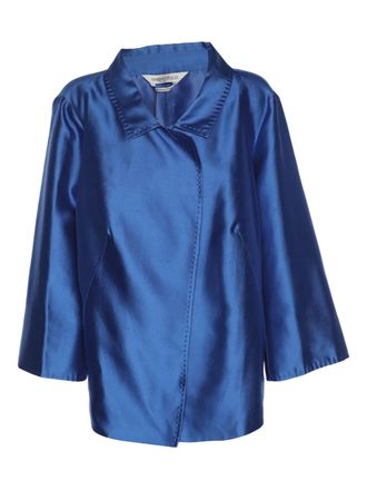 Marina Rinaldi silk jacket - women - Silk/Cotton - L - Blue