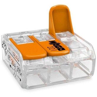 OEM 221-413 Terminal De Conexi&oacute;n Compacto Transparente De 3 Hilos De 0,2-4 Mm&sup2; Con Palanca, Caja De 50 Unidades
