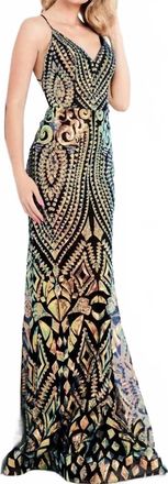 Jovani V-Neck Formal Long Prom Dress In Black