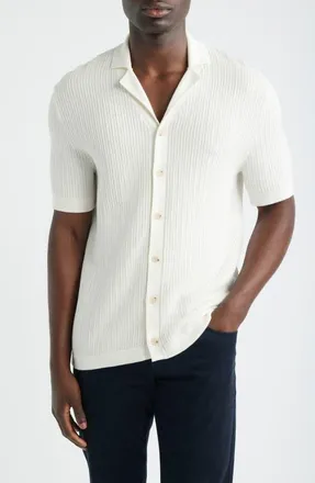 BOSS Lomaro Short Sleeve Cardigan in Open White at Nordstrom, Size Xx-Large