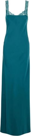 Forte_Forte Maxi jurk met kanten afwerking - Dames - Maxi kleedjes - Blauw - M - Kleedjes