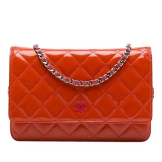 Chanel Pre-owned Wallet on Chain - Dames - Pre-owned - Oranje - Maat: ONE Size Leer