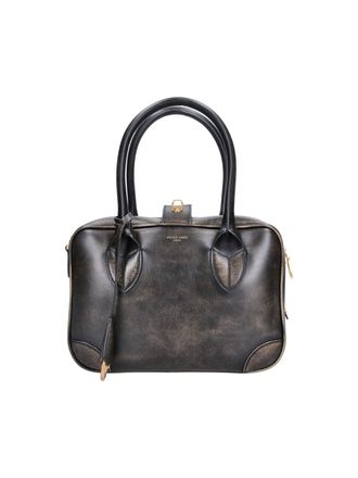 Golden Goose Structured Rectangular Handbag with Vintage Distressed Leather Finish