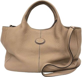 Tod's Beige Leather Shoulder Bag Tote Bag (Pre-Owned)