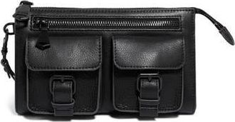 Aim&eacute;e Saddle Up Leather Wristlet in Black W/Black at Nordstrom Rack