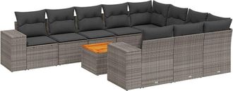 vidaXL Set De Sof&aacute;s De Jard&iacute;n 11 Pzas Y Cojines Rat&aacute;n Sint&eacute;tico Gris Vidaxl