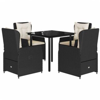 vidaXL Vidaxl - Set De Muebles Jard&iacute;n 5 Pzas Con Cojines Rat&aacute;n Sint&eacute;tico Negro