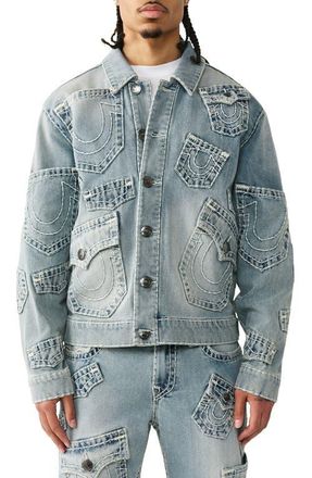 True Religion Super-T Denim Jacket in Grendal Light Wash at Nordstrom, Size Xx-Large