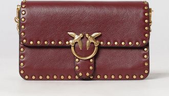 Pinko Mini borsa Love One Slouchy in pelle con ricamo monogram e logo Love Birds