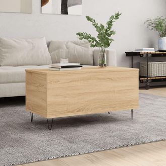 vidaXL Mesa De Centro Madera Contrachapada Roble Sonoma 90x44,5x45 Cm Vidaxl