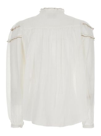 Isabel Marant Womens Blouse Christa White Cotton Blend Blouses Shirt