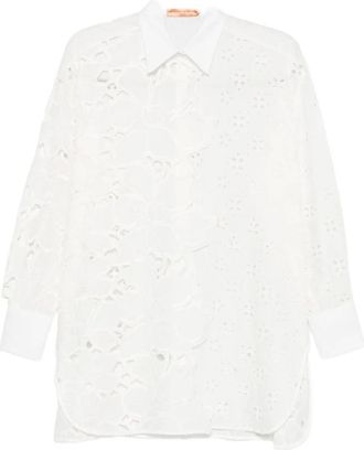 Ermanno Scervino Shirts, female, White, Size: XS Floral-Appliqu&eacute; Broderie Anglaise Shirt
