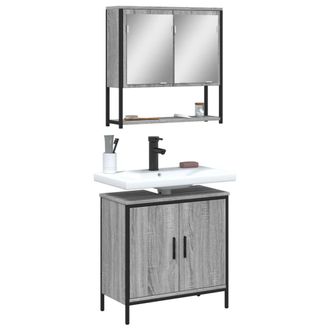 vidaXL Set De Muebles De Ba&ntilde;o 2 Pzas Madera Contrachapada Gris Sonoma Vidaxl