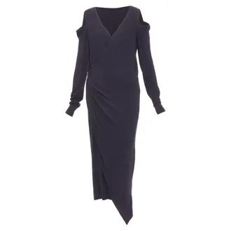 DKNY jersey cold shoulder long sleeve side drape dress