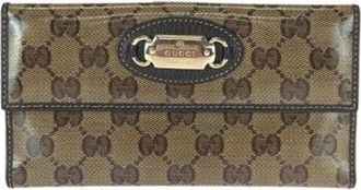 Gucci Pre-owned Wallets, female, Brown, Size: ONE SIZE Pre-owned GG Crystal long wallet