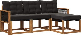 vidaXL Conjunto De Sof&aacute;s De Exterior 4 Uds. Natural Y Negro Vidaxl