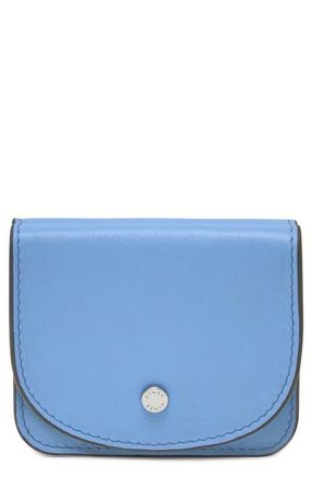 Aim&eacute;e Pucker Up Leather Card Case in Pure Blue at Nordstrom