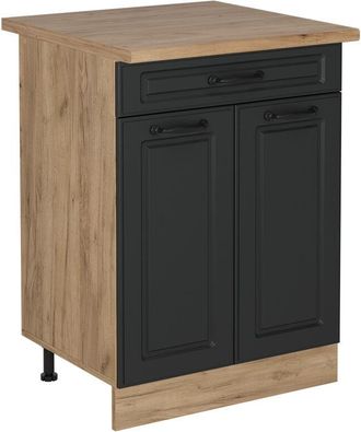 Vicco Mueble Bajo De Cocina R-line, Antracita Casa De Campo, 60 Cm Con Caj&oacute;n, Et Roble Vicco
