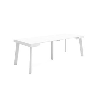 Skraut Home Mesa Consola Extensible, Mesa Comedor Plegable, 220, Para 10 Comensales, Patas De Madera, Estilo Moderno, Blanco - Skraut Home