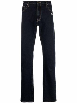 Off-white slim-fit logo-print denim jeans - men - Cotton/Cotton/Polyester - 32 - Blue