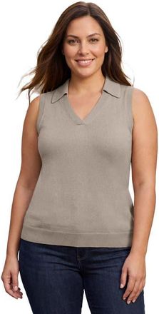 Jessica London Sleeveless Pullover Polo Sweater in Soft Tan at Nordstrom, Size Medium