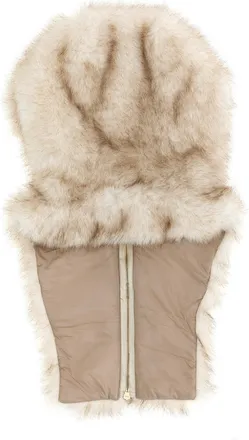 Herno Fur-Effect Wool Blend Hooded Stole - Beige