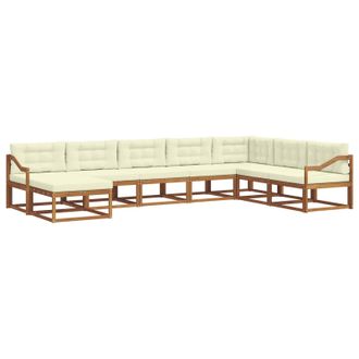 vidaXL Conjunto De Sof&aacute;s De Exterior Con Coj&iacute;n 8 Pcs Natural Y Crema Vidaxl
