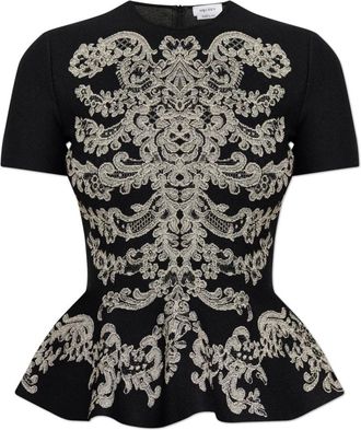 Alexander McQueen Alexander McQueen, Blouses, female, Black, Size: 2XS Turtleneck Top with Lurex Thread