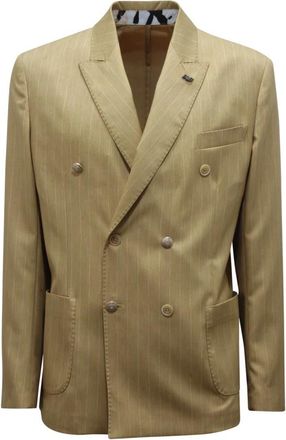 Bob Suit 401 Double-breasted Pinstripe Suit - Heren - Blazers - Geel - XL - Tweed - Jassen