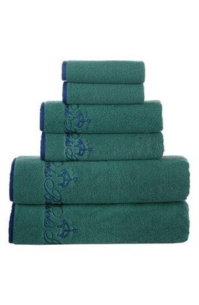 Brooks Brothers Six-Piece Contrast Frame Cotton Towel Set in Deep Jungle at Nordstrom Rack, Size 6 Piece Set