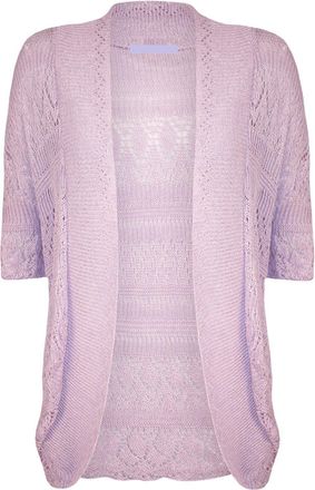 ZEE FASHION New Ladies Knitted Crochet Short Sleeve Bolero Plus Shrug Open Cardigan UK 14-30 (X-Large (UK 16/18), Lilac)