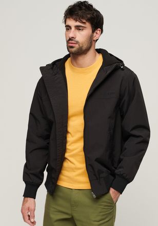 Superdry Bomberjacke SUPERDRY SURPLUS NYLON HOODED BOMBER, Herren, Gr. XXL, schwarz (jet schwarz), Web, Obermaterial: 100% Nylon, unifarben, relaxed fit, Jacke