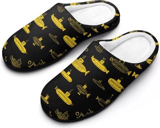 Generic Submarine Pattern Funny Mens Cotton Slippers Soft Non-Slip Rubber Sole House Slipper Indoor Outdoor