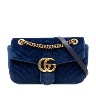 Gucci Pre-owned Gucci Medium GG Marmont Matelasse Velvet Shoulder Bag Ladies HSPYVK2A2PHV51WR