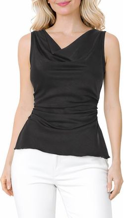 Tash And Sophie Crushed Satin Cowl Neck Top in Black at Nordstrom Rack, Size X-Large