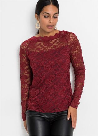 Bonprix Langarmshirt BONPRIX, Damen, Gr. 32/34 (XS), rot (rubinrot), Obermaterial: 95% Polyamid, 5% Elasthan. Futter: 100% Polyester, unifarben, slim fit, Shi