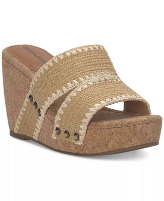 Lucky Brand Womens Vickta Elastic Wedge Sandal In Dark Natural