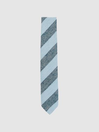 Reiss Soft Blue Silk-blend Textured Stripe Tie
