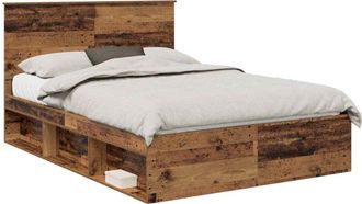 vidaXL Estructura De Cama Con Cabecera Madera Vieja 140 X 200 Cm Vidaxl