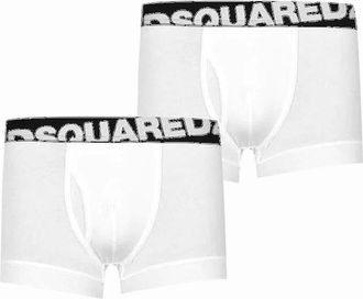 Dsquared2 Mens Cotton 2Pack White/Black Boxers - Size: 32/30/31/Regular/36