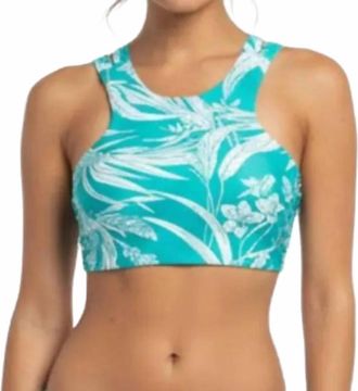 Tori Praver Swimwear Tank Bikini Swim Suit Top In Blue White