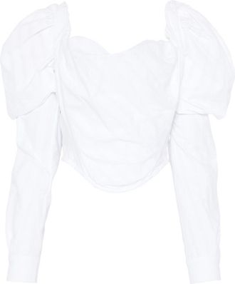 Vivienne Westwood White Sweetheart Neck Puff Sleeve Top