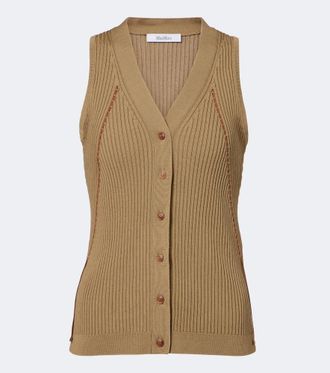 Max Mara Ribbed knit cotton-blend top