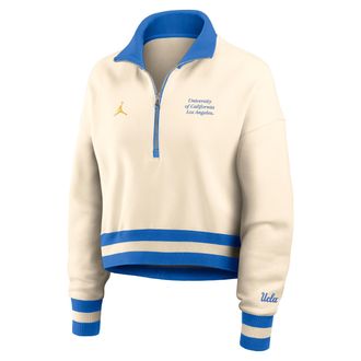 Nike Jordan Womens UCLA Legacy Jordan Brand College Cropped 1/4-Zip Crew in Brown | 0JO80C3HUCL-FFD